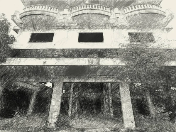 Schwarz Weiß Hintergrund Des Gebäudes — Stockfoto