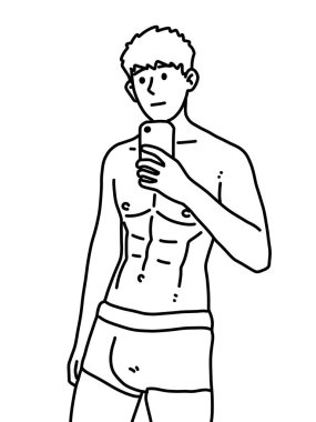 Siyah ve beyaz renkli yakışıklı adam çizgi filmi.