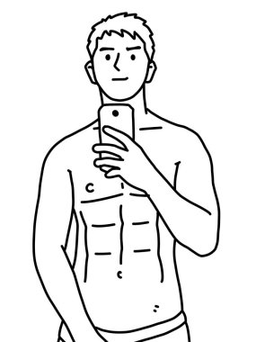 Siyah ve beyaz renkli yakışıklı adam çizgi filmi.