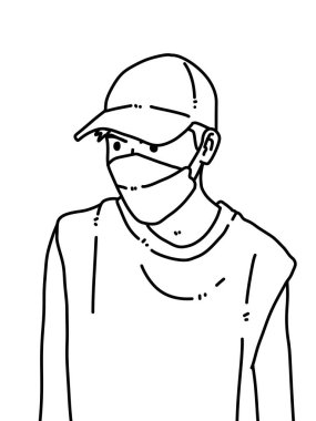 Siyah ve beyaz renkli yakışıklı adam çizgi filmi.