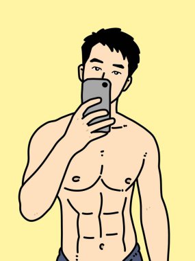 Sarı arka planda sevimli bir adam çizgi filmi