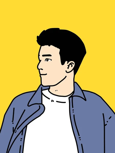 Mignon Homme Dessin Animé Sur Fond Jaune — Photo