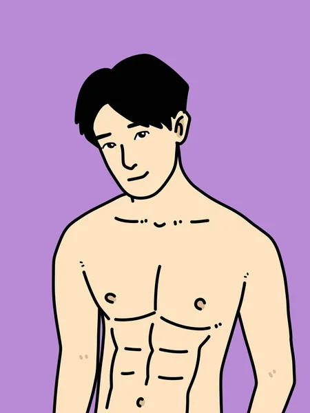 紫を背景にした可愛い男漫画 — ストック写真