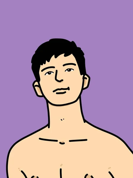 Lindo Hombre Dibujos Animados Sobre Fondo Púrpura — Foto de Stock