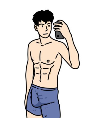 Beyaz arka planda sevimli bir adam çizgi filmi