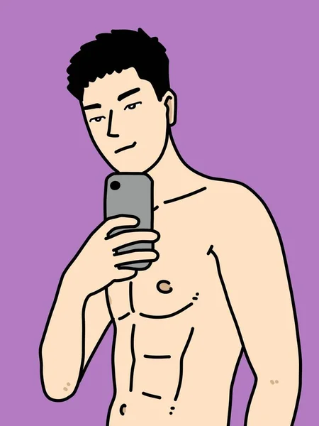 Bonito Homem Cartoon Roxo Fundo — Fotografia de Stock