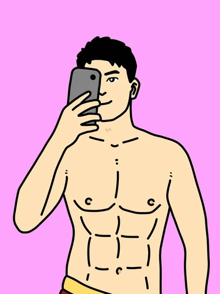 紫を背景にした可愛い男漫画 — ストック写真