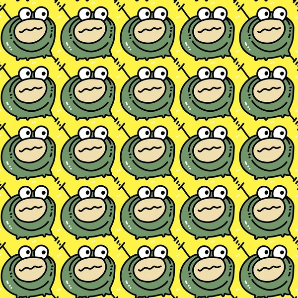Seamless Pattern Cute Frog Cartoon — Stockfoto