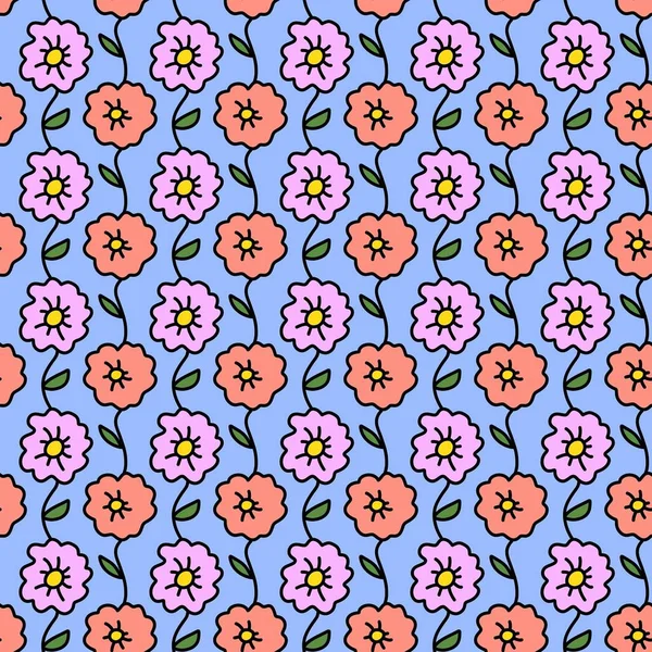 seamless pattern of flower cartoon