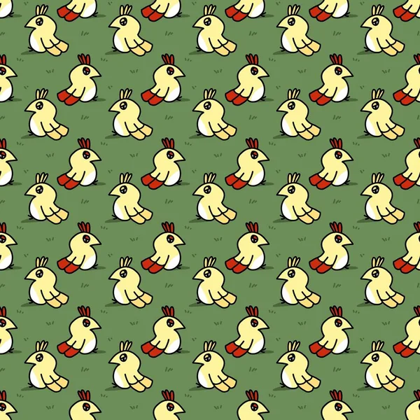 Patrón Sin Costuras Dibujos Animados Lindo Pájaro —  Fotos de Stock