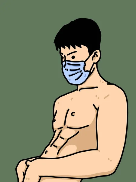 緑の背景にかわいい男漫画 — ストック写真