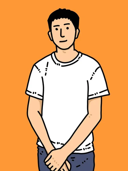 Lindo Hombre Dibujos Animados Sobre Fondo Naranja —  Fotos de Stock