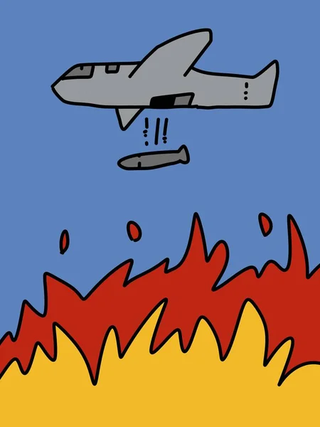 漫画飛行機は戦争中に爆撃機を使い — ストック写真