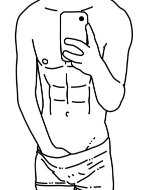 Siyah ve beyaz renkli yakışıklı adam çizgi filmi.