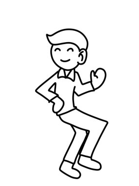 Siyah ve beyaz renkli yakışıklı adam çizgi filmi.