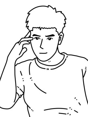 Siyah ve beyaz renkli yakışıklı adam çizgi filmi.