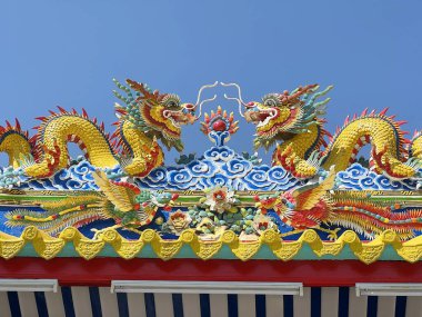 Çatıdaki ejderha heykeli