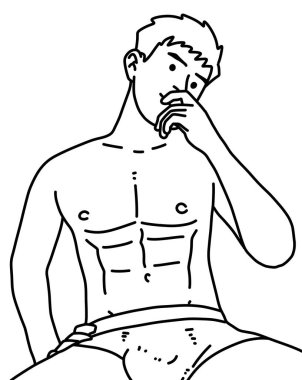 Siyah ve beyaz renkli yakışıklı adam çizgi filmi.