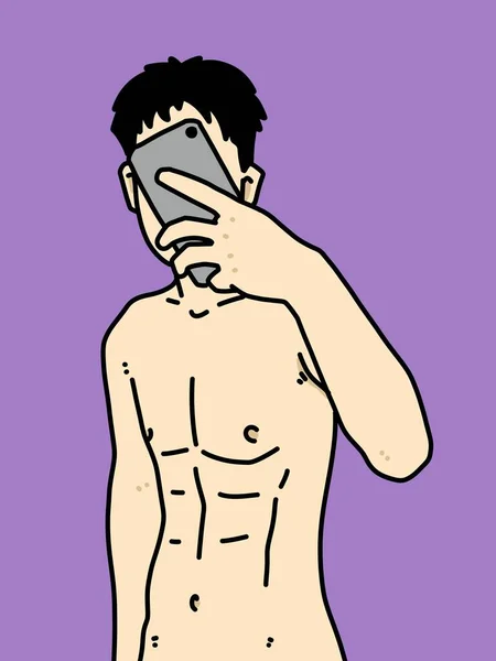 Bonito Homem Cartoon Roxo Fundo — Fotografia de Stock