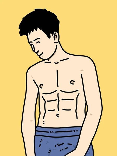 黄色の背景のかわいい男漫画 — ストック写真