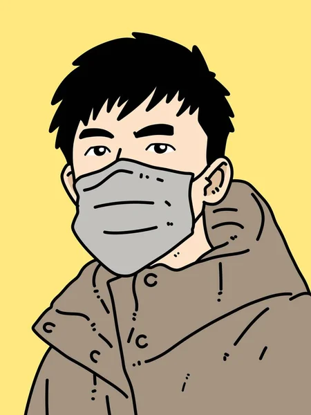 Mignon Homme Dessin Animé Sur Fond Jaune — Photo