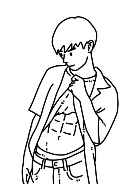 Noir Blanc Dessin Animé Homme Mignon Pour Coloration — Photo