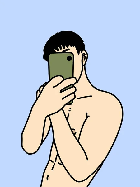 青い背景の可愛い男漫画 — ストック写真