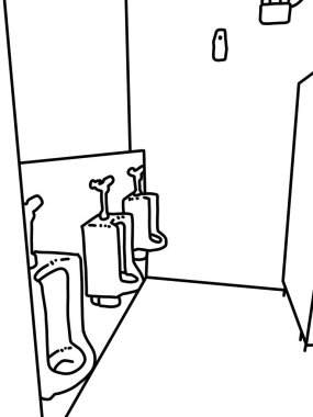 boyama için tuvalet odasının siyah ve beyazı