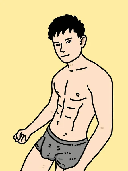 Mignon Homme Dessin Animé Sur Fond Jaune — Photo