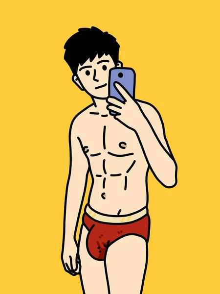 黄色の背景のかわいい男漫画 — ストック写真