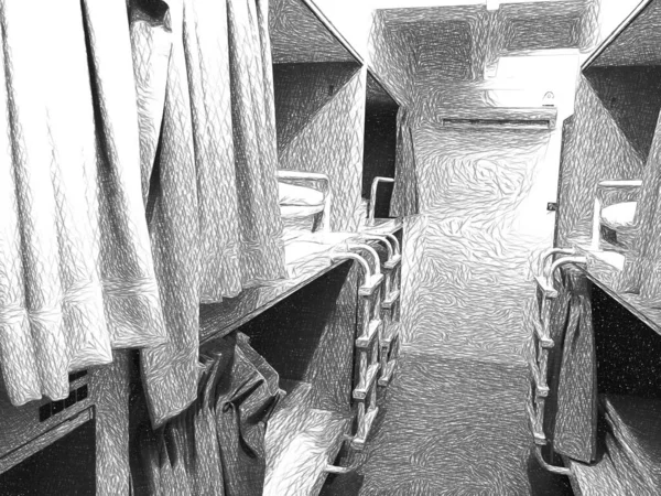 黒と白のベッドルーム — ストック写真