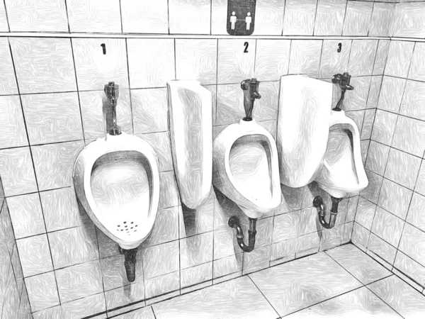 Чорно Білий Сечовипускань Туалеті — стокове фото