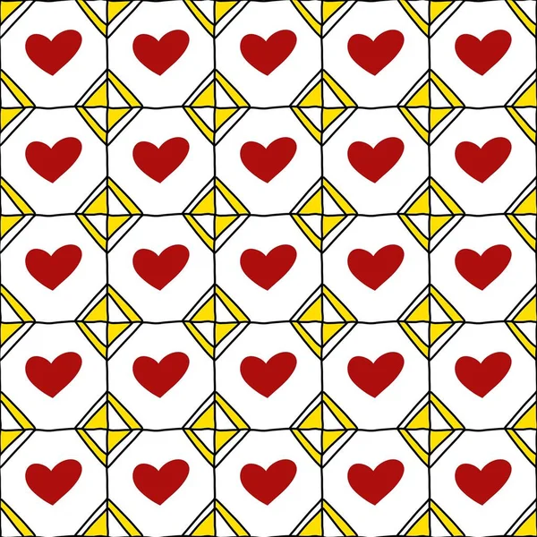 Seamless Pattern Heart Shape Cartoon — Stock Photo, Image