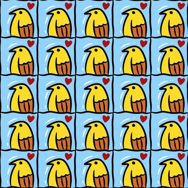 seamless pattern of cute bird cartoon