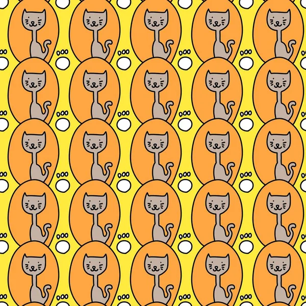 Patrón Sin Costuras Dibujos Animados Gato Lindo — Foto de Stock