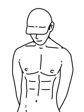 Siyah ve beyaz renkli yakışıklı adam çizgi filmi.