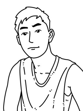 Siyah ve beyaz renkli yakışıklı adam çizgi filmi.