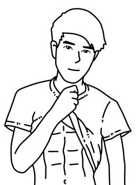 Siyah ve beyaz renkli yakışıklı adam çizgi filmi.