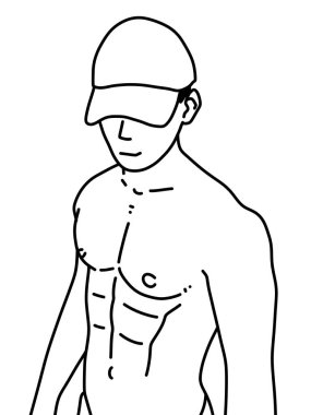 Siyah ve beyaz renkli yakışıklı adam çizgi filmi.