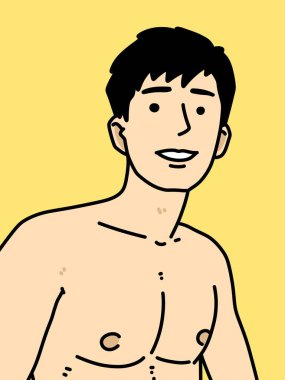 Sarı arka planda sevimli bir adam çizgi filmi