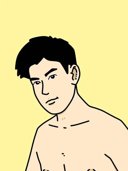 Mignon Homme Dessin Animé Sur Fond Jaune — Photo