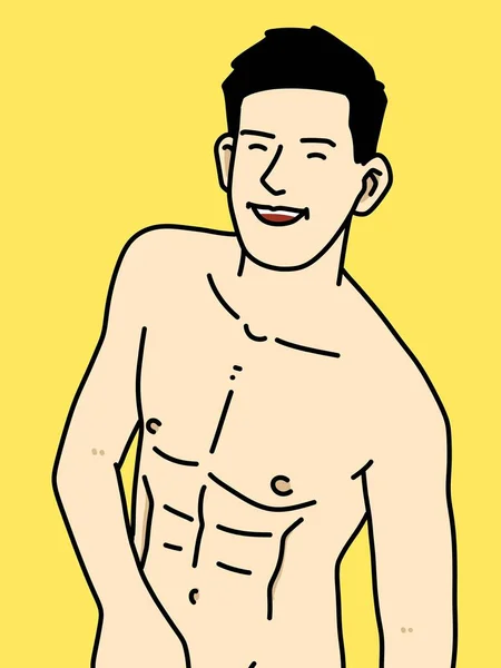 Homem Bonito Desenhos Animados Fundo Amarelo — Fotografia de Stock