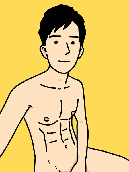 黄色背景的可爱男人卡通片 — 图库照片