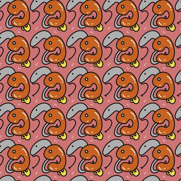 seamless pattern of cute snake cartoon