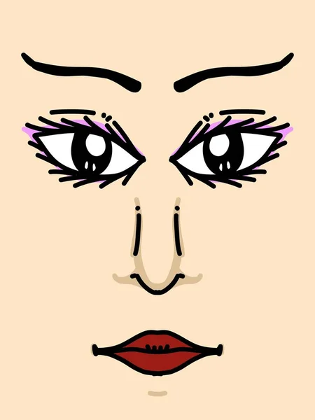 Cute Face Woman Cartoon Background — Stock Photo, Image