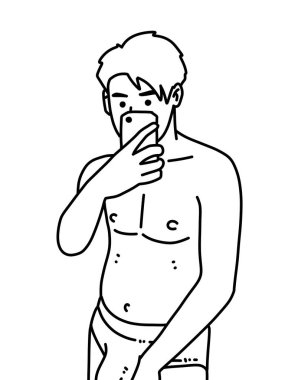 Siyah ve beyaz renkli yakışıklı adam çizgi filmi.