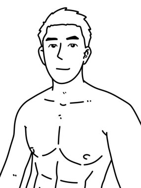 Siyah ve beyaz renkli yakışıklı adam çizgi filmi.