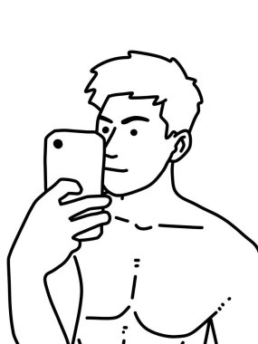 Siyah ve beyaz renkli yakışıklı adam çizgi filmi.