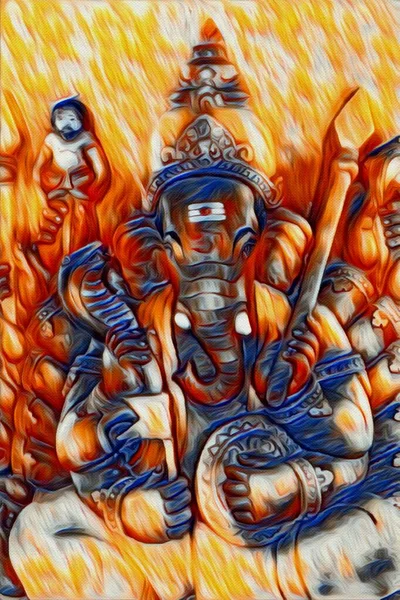 Konst Färg Ganesha Staty — Stockfoto