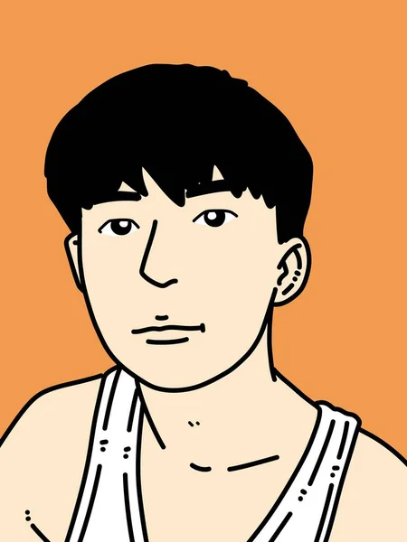 cute man cartoon on orange background